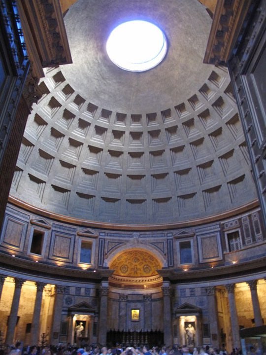 The Pantheon, Rome â€” unreinforced concrete dome, 125 AD, still standing
