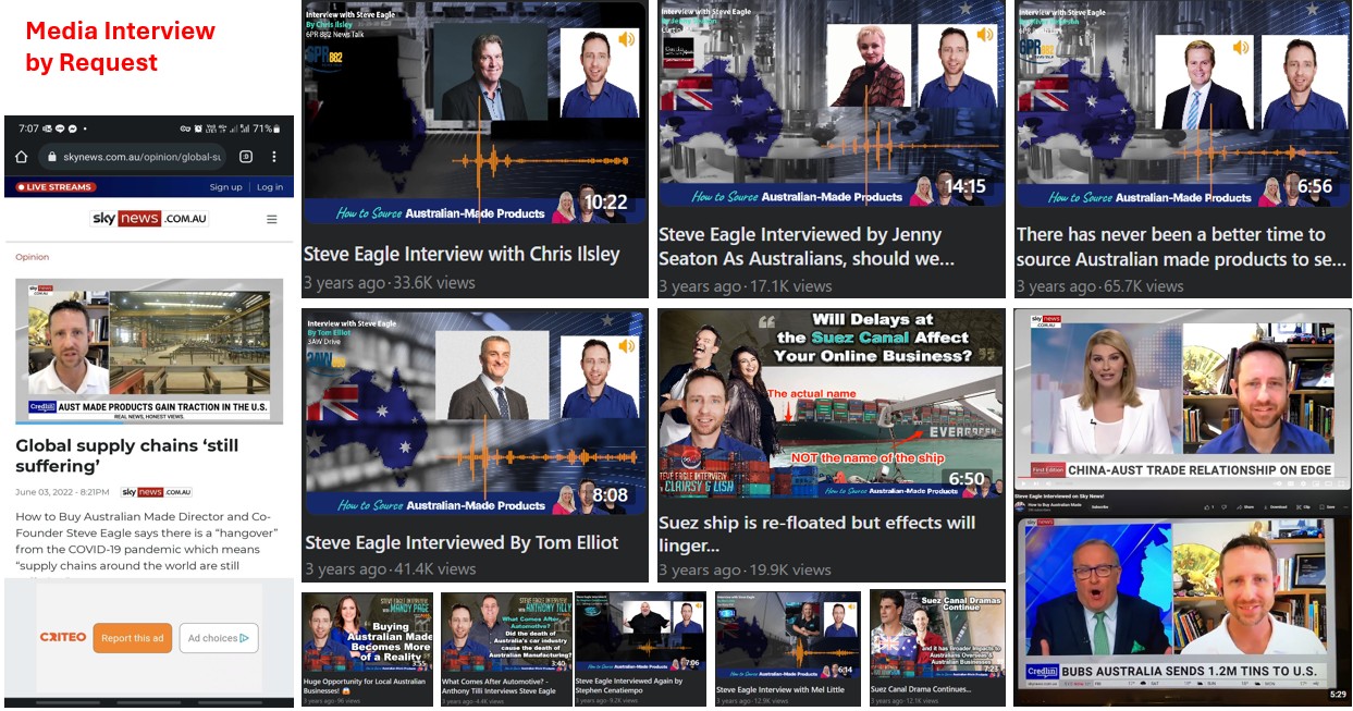 Steve Eagle &mdash;rdquo; media appearances including Sky News, ABC, 3AW, and industry publications